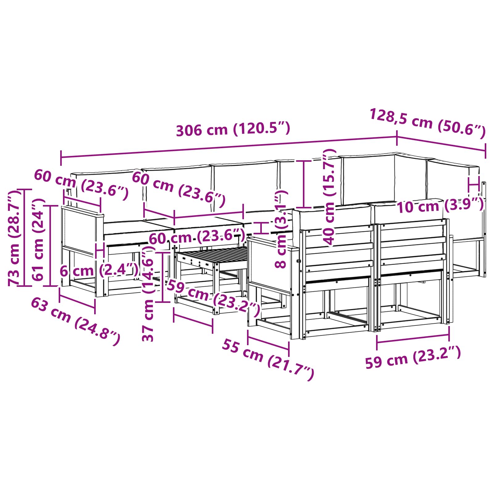 Set vanjskih sofa s jastukom 9 pcs Prirodna i bež Poliester