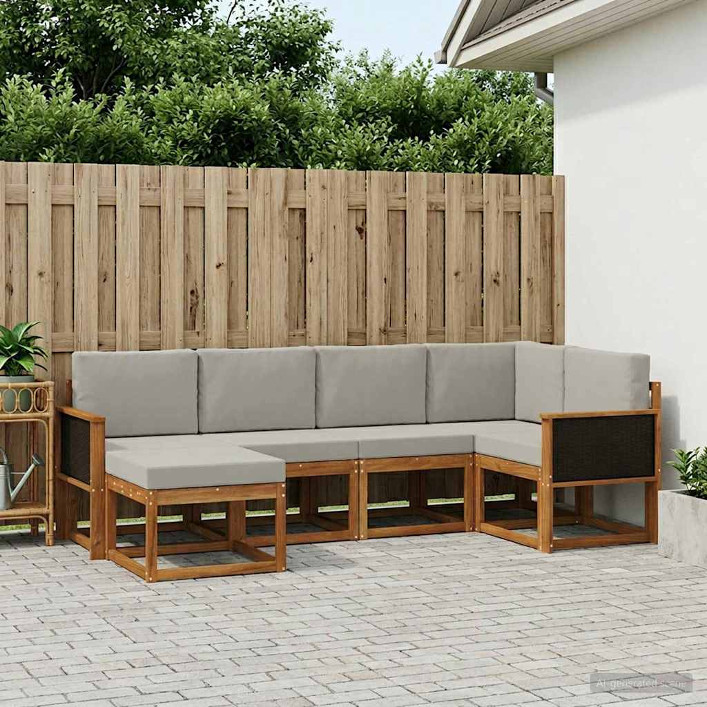 Set vanjskih sofa 6 pcs Prirodna i svjetlosiva