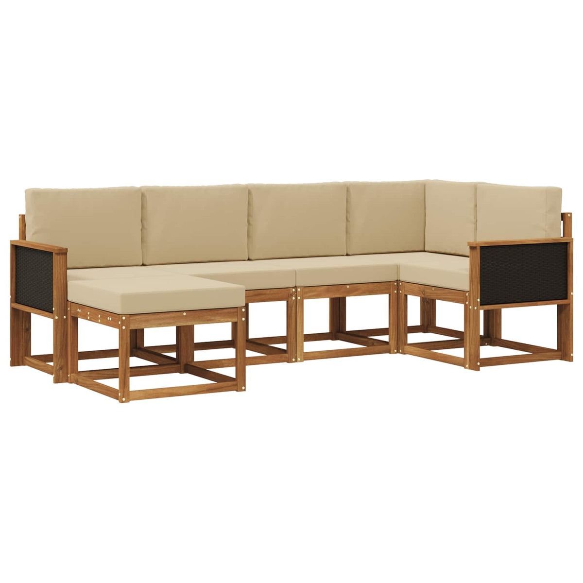 Set vanjskih sofa 6 pcs Prirodna i bež Čvrsto drvo akacije