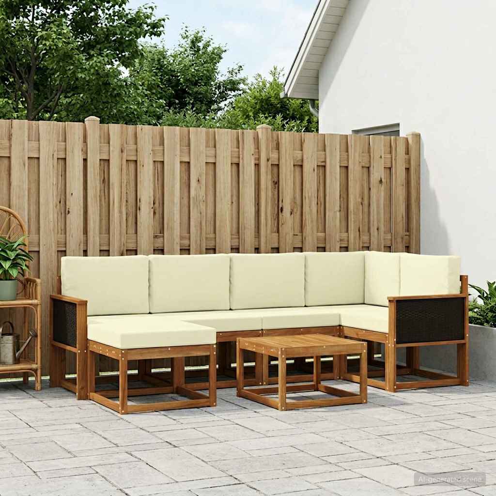 Set vanjskih sofa 7 pcs Prirodna i krem Čvrsto drvo akacije