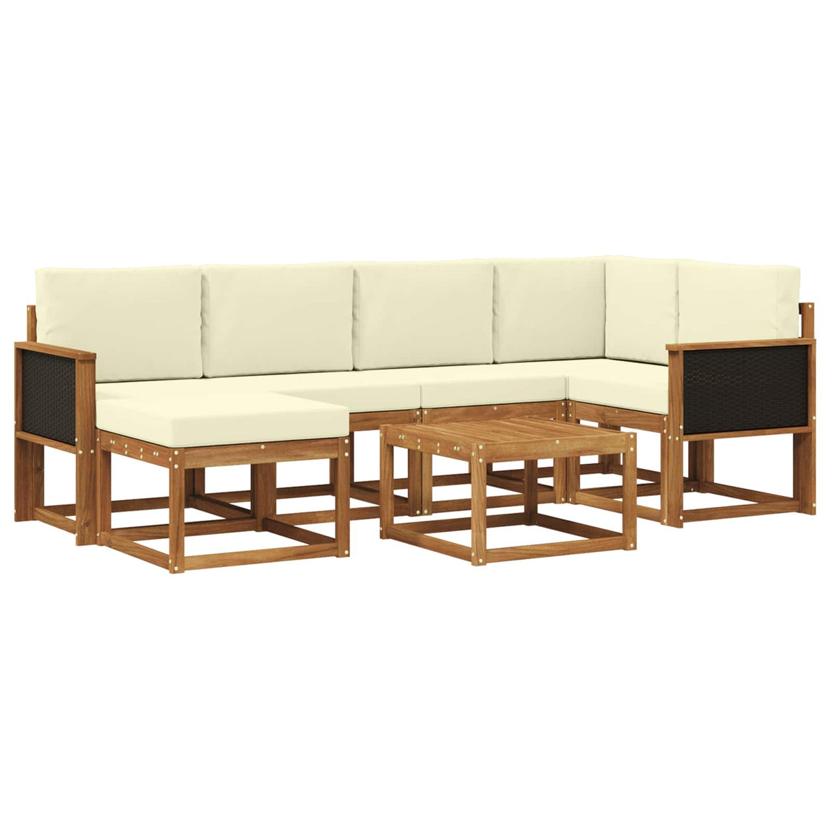 Set vanjskih sofa 7 pcs Prirodna i krem Čvrsto drvo akacije