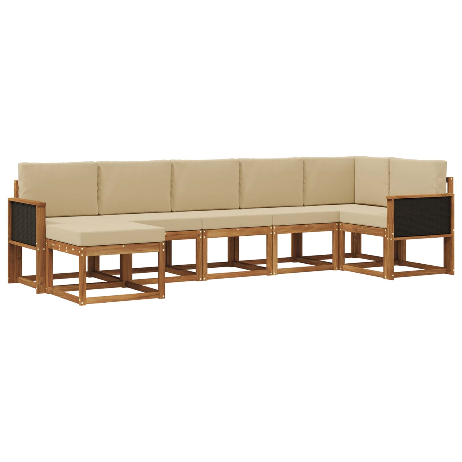 Set vanjskih sofa s jastukom 7 pcs Prirodna i bež Poliester