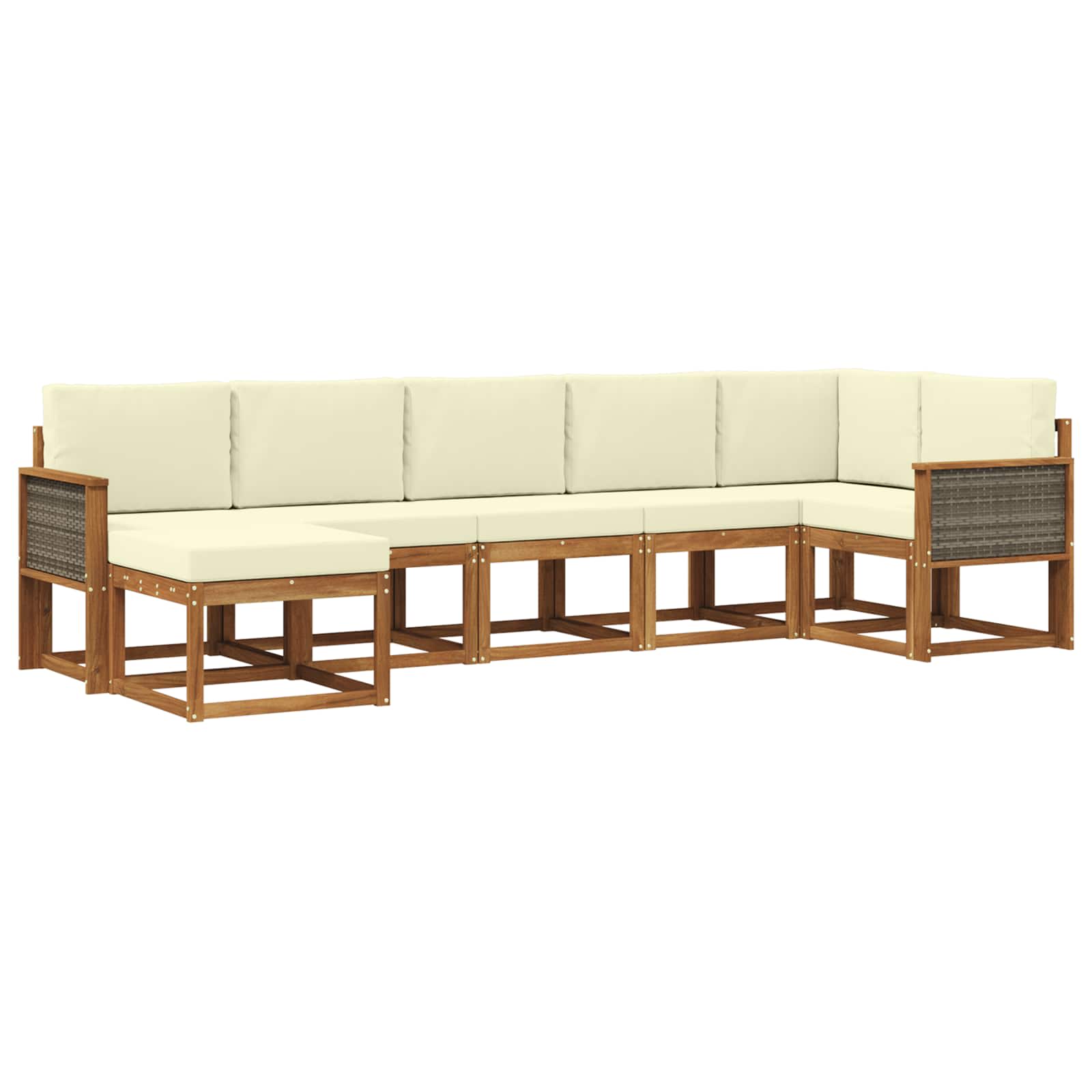 Set vanjskih sofa s jastukom 7 pcs Prirodna i krem Poliester