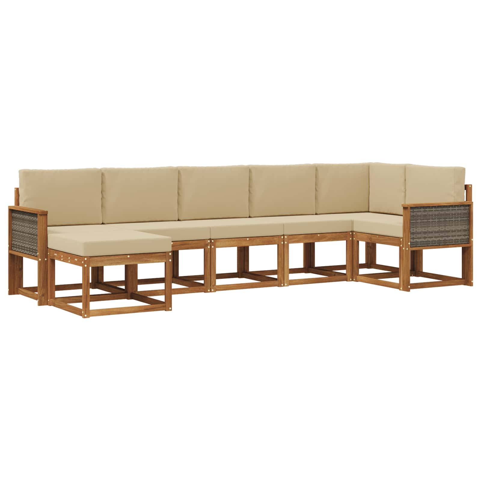 Set vanjskih sofa s jastukom 7 pcs Prirodna i bež Poliester