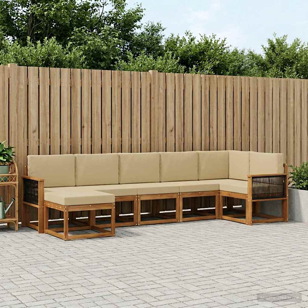 Set vanjskih sofa s jastukom 7 pcs Prirodna i bež Poliester