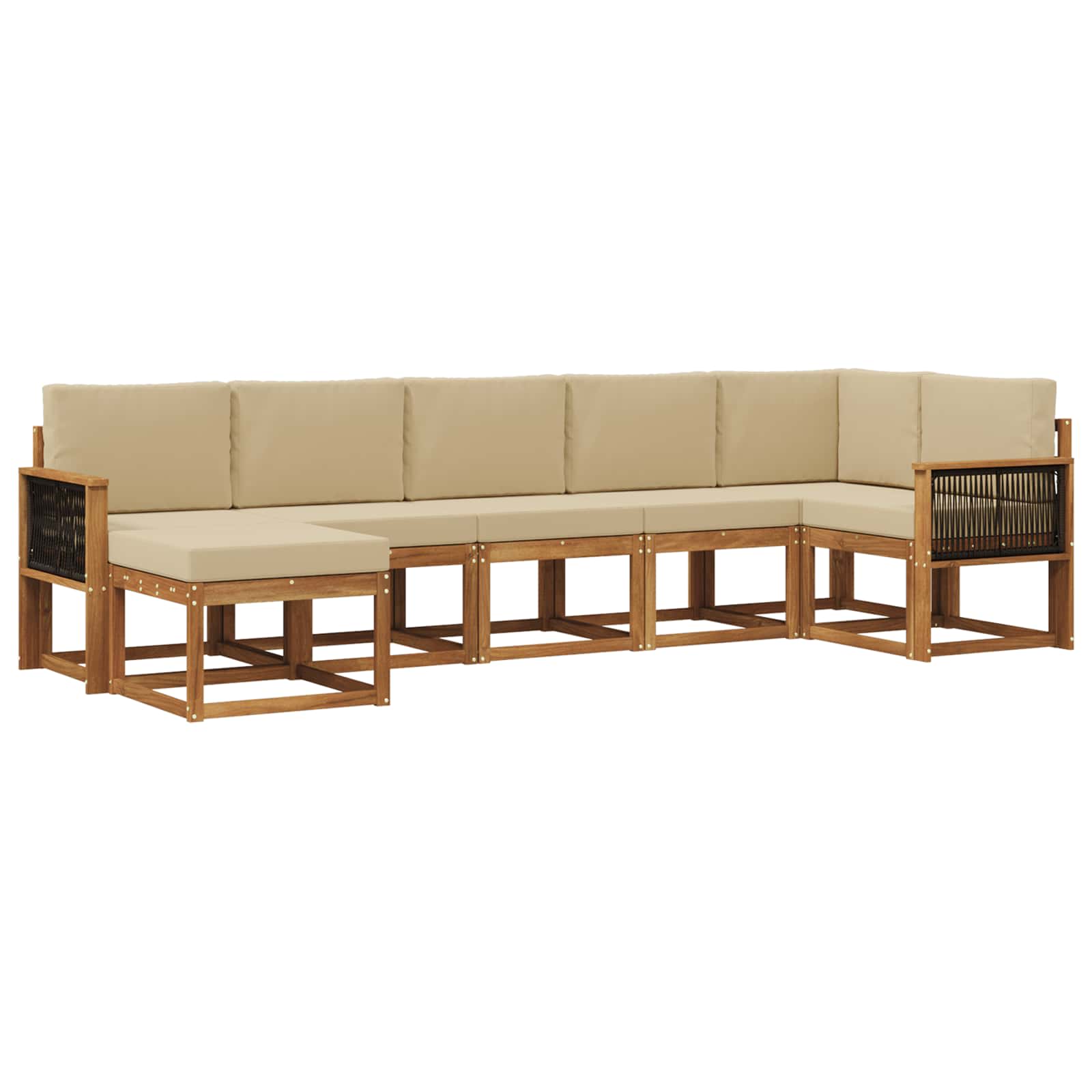 Set vanjskih sofa s jastukom 7 pcs Prirodna i bež Poliester