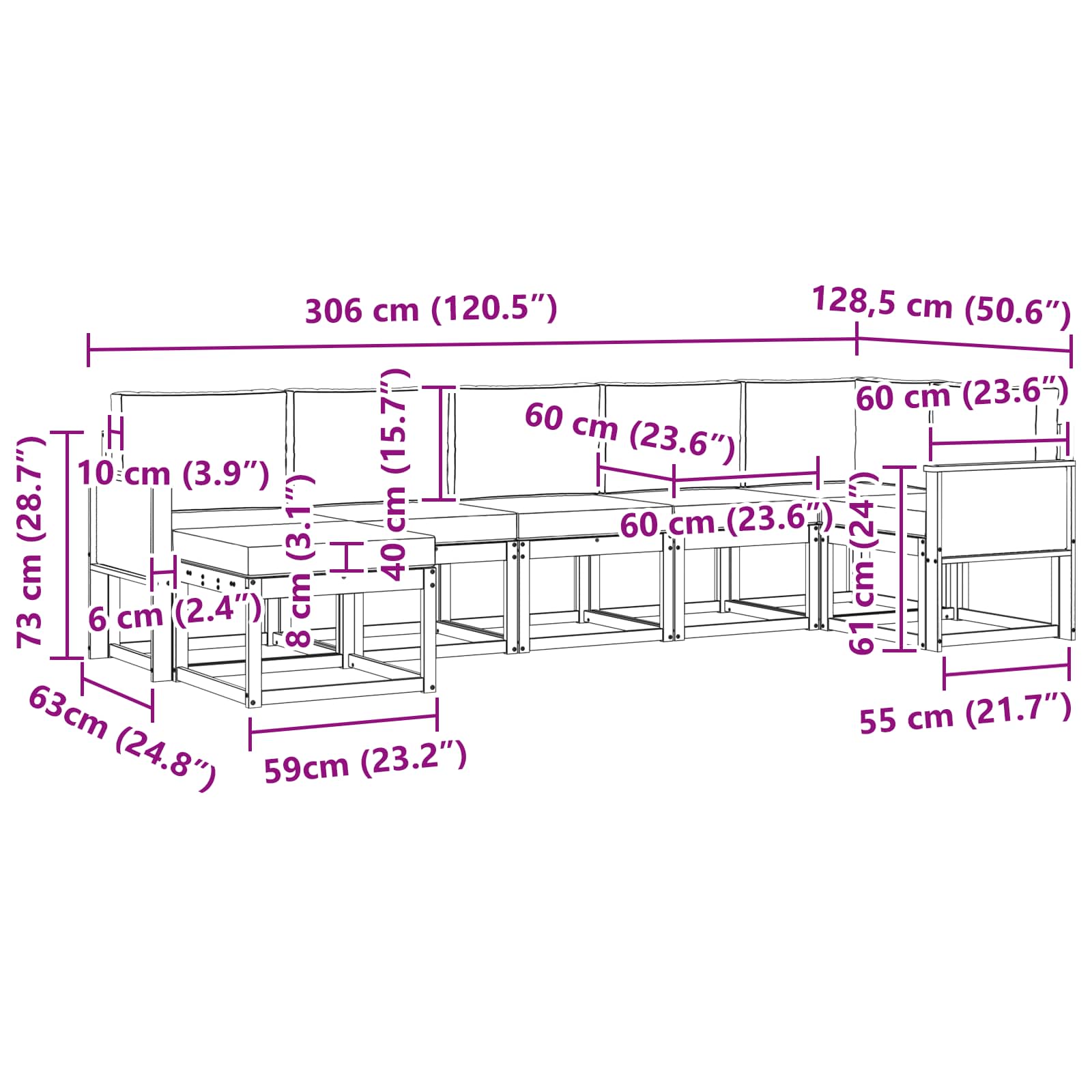 Set vanjskih sofa s jastukom 7 pcs Prirodna i bež Poliester