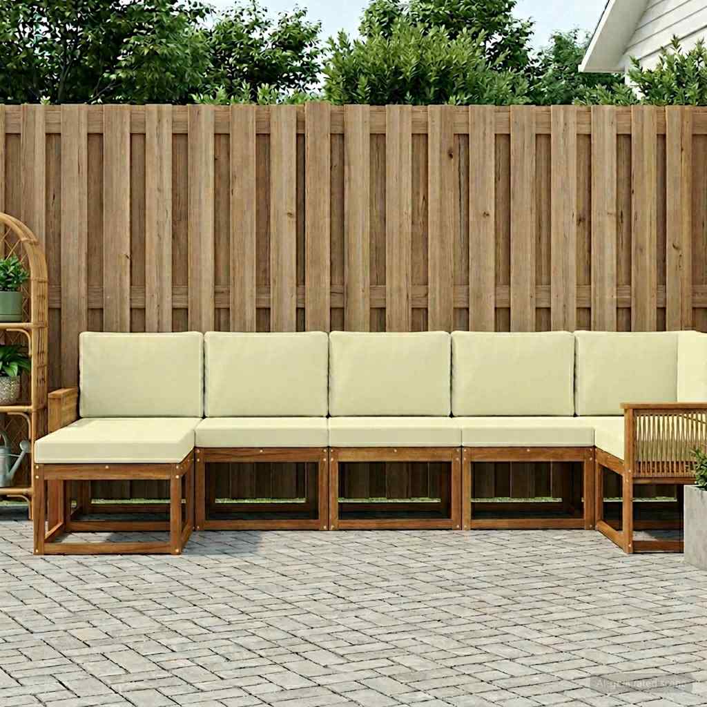 Set vanjskih sofa s jastukom 7 pcs Prirodna i krem Poliester