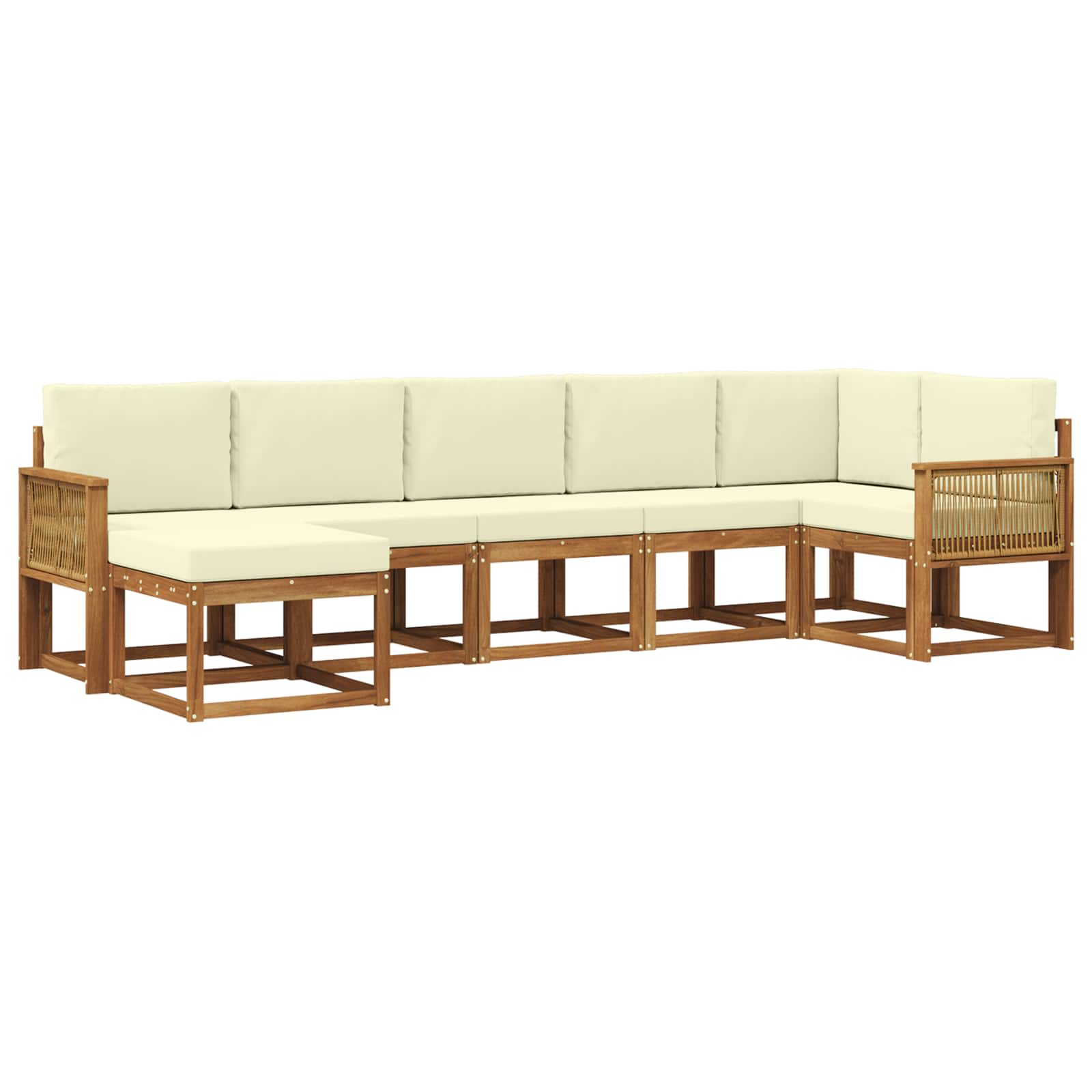 Set vanjskih sofa s jastukom 7 pcs Prirodna i krem Poliester