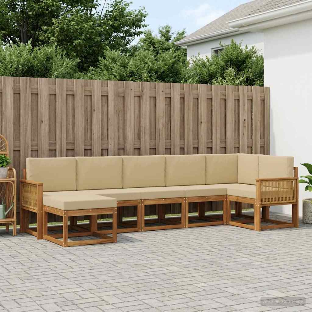 Set vanjskih sofa s jastukom 7 pcs Prirodna i bež Poliester