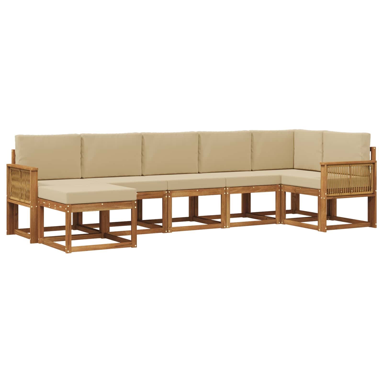 Set vanjskih sofa s jastukom 7 pcs Prirodna i bež Poliester