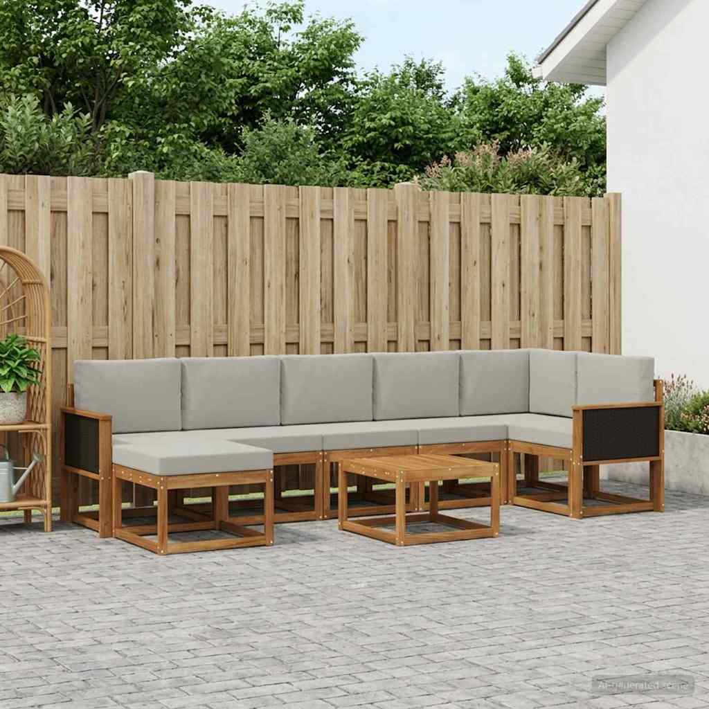 Set vanjskih sofa 8 pcs Prirodna i svjetlosiva Poliester