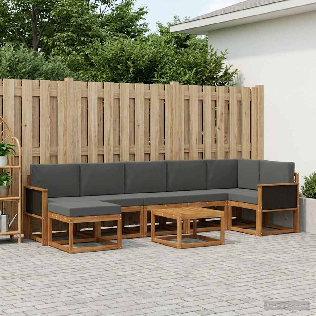 Set vanjskih sofa 8 pcs Prirodna i antracit Poliester