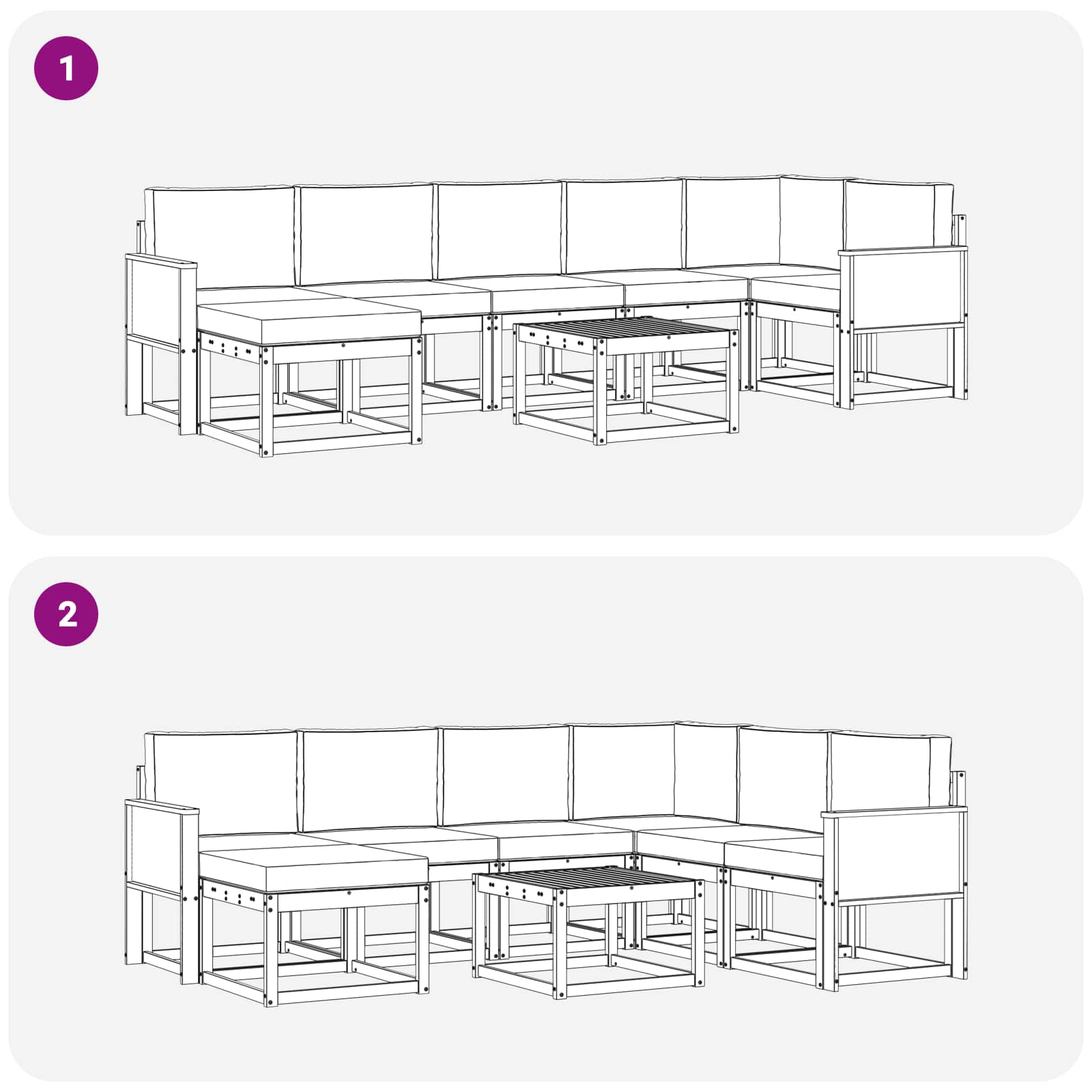 Set vanjskih sofa 8 pcs Prirodna i antracit Poliester