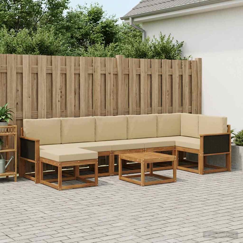 Set vanjskih sofa s jastukom 8 pcs Prirodna i bež Poliester
