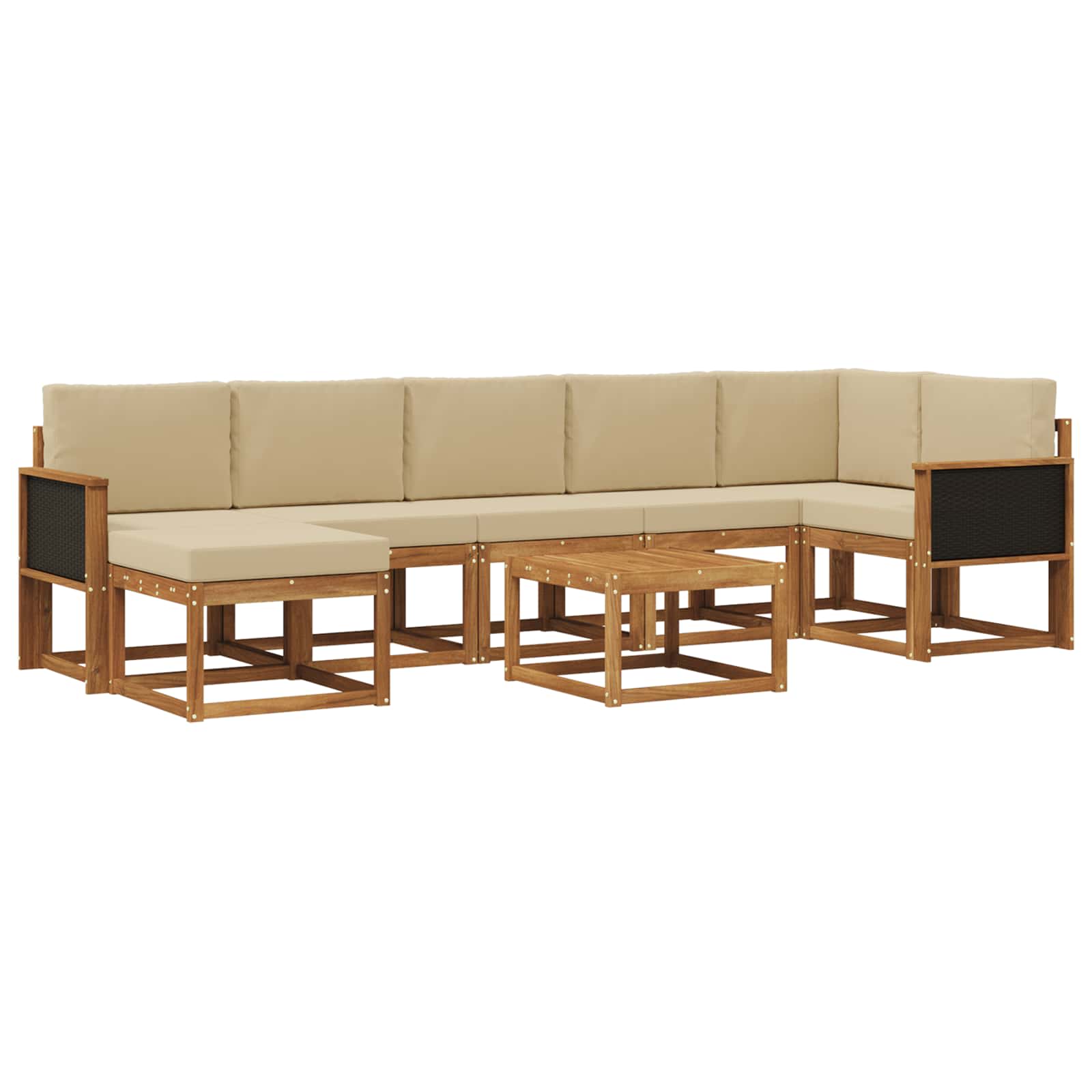 Set vanjskih sofa s jastukom 8 pcs Prirodna i bež Poliester