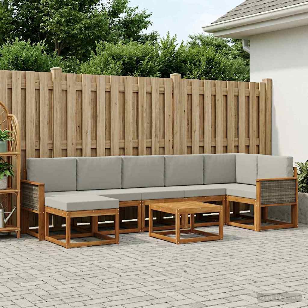 Set vanjskih sofa 8 pcs Prirodna i svjetlosiva Poliester