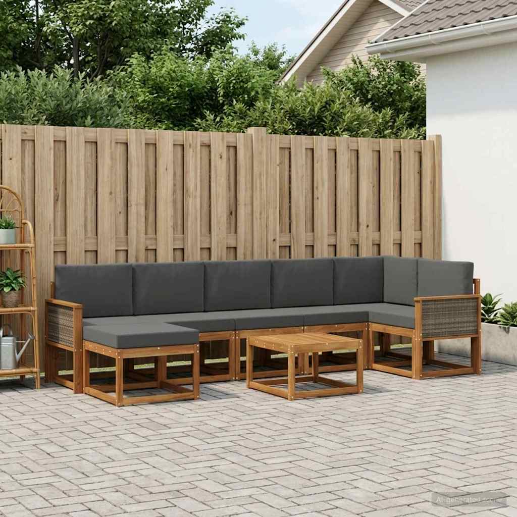 Set vanjskih sofa 8 pcs Prirodna i antracit Poliester