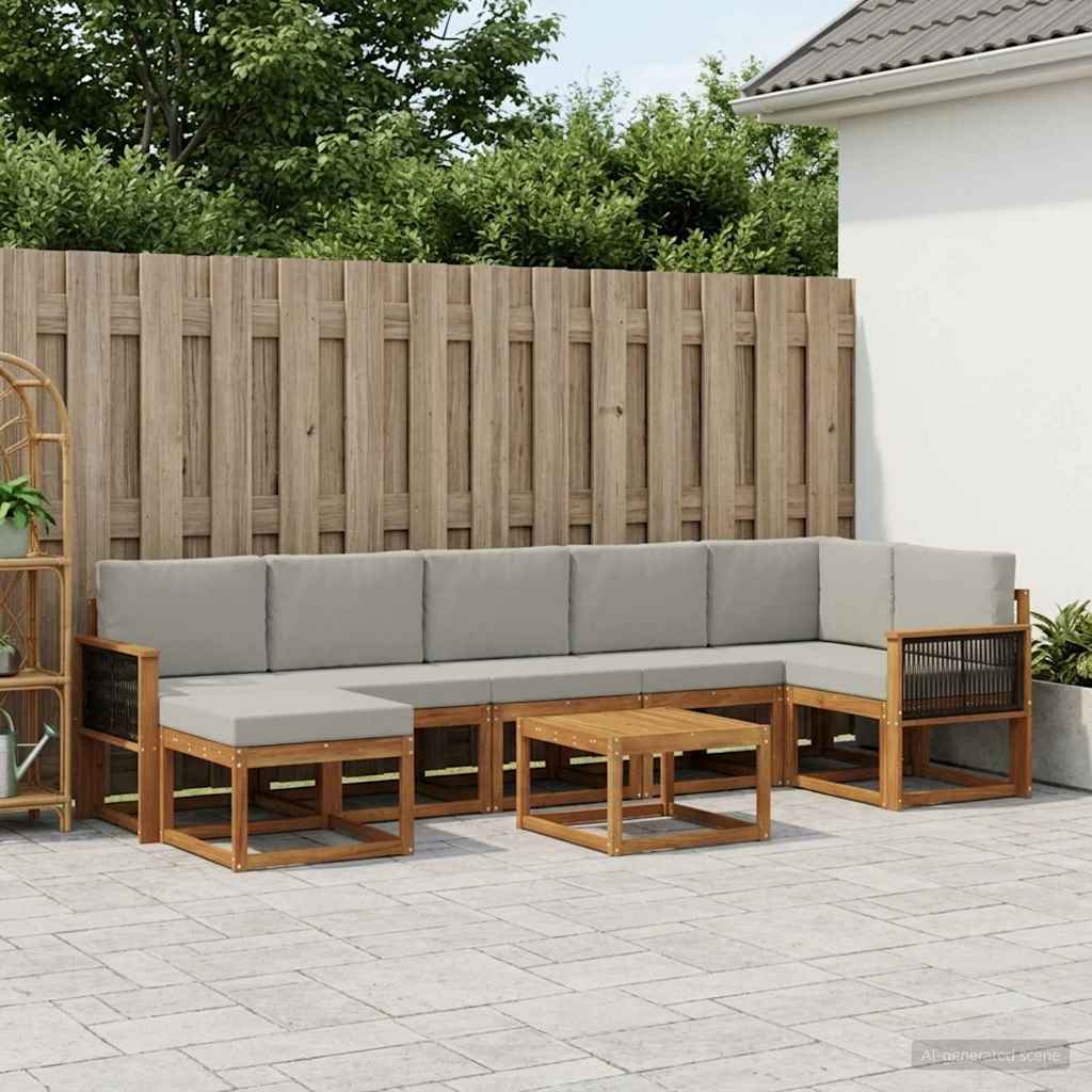 Set vanjskih sofa 8 pcs Prirodna i svjetlosiva Poliester