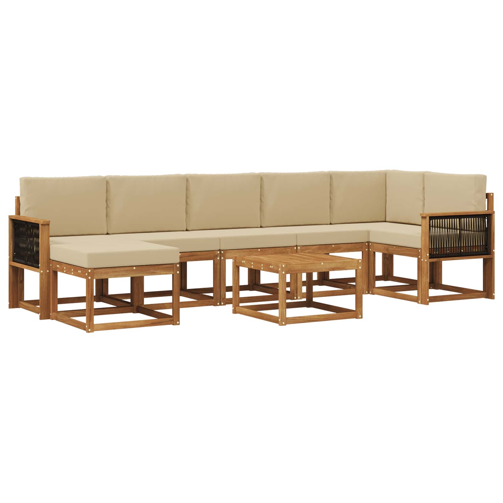 Set vanjskih sofa s jastukom 8 pcs Prirodna i bež Poliester