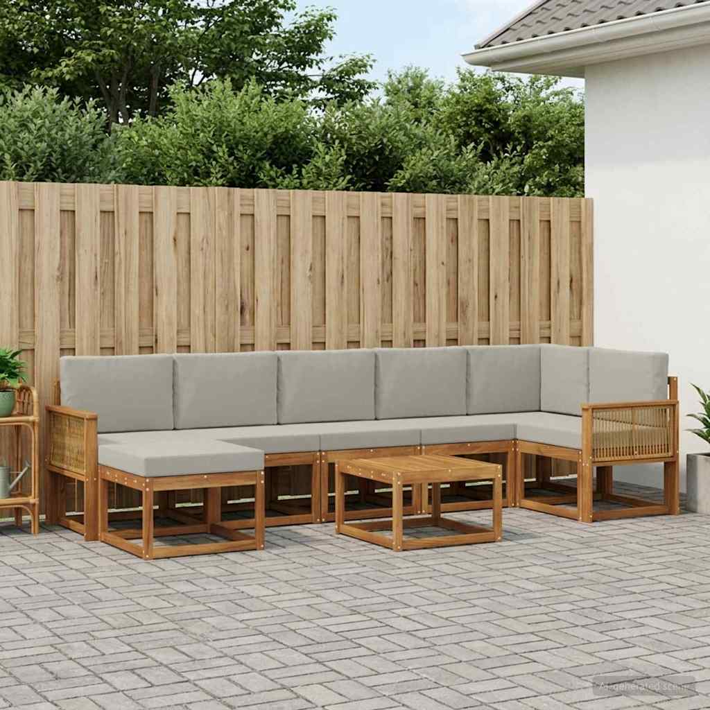 Set vanjskih sofa 8 pcs Prirodna i svjetlosiva Poliester