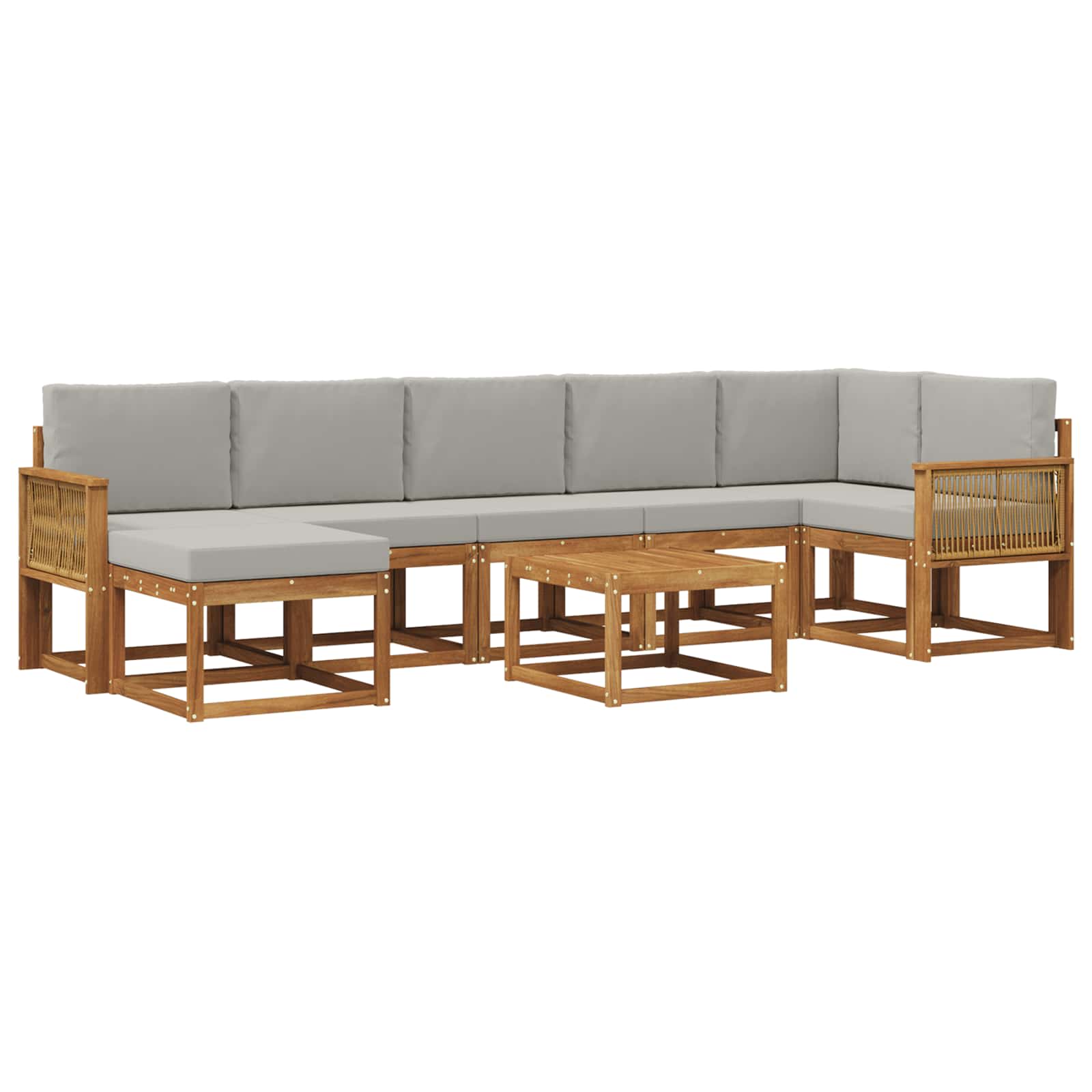 Set vanjskih sofa 8 pcs Prirodna i svjetlosiva Poliester