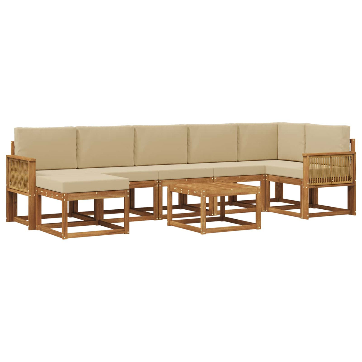 Set vanjskih sofa s jastukom 8 pcs Prirodna i bež Poliester