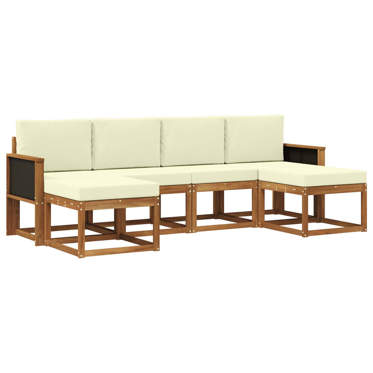 Set vanjskih sofa s jastukom 6 pcs Prirodna i krem Poliester
