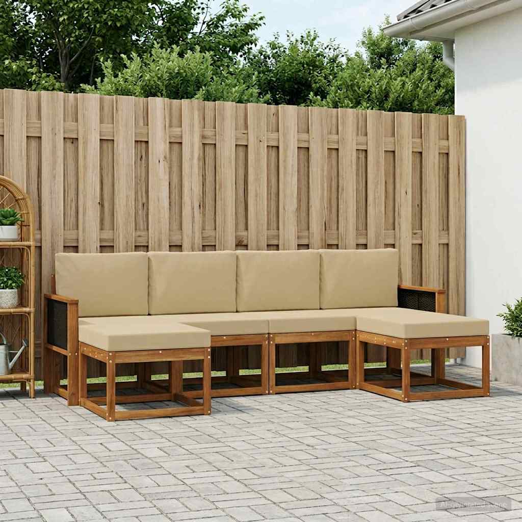 Set vanjskih sofa s jastukom 6 pcs Prirodna i bež Poliester