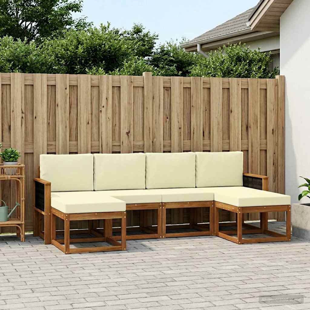 Set vanjskih sofa s jastukom 6 pcs Prirodna i krem Poliester