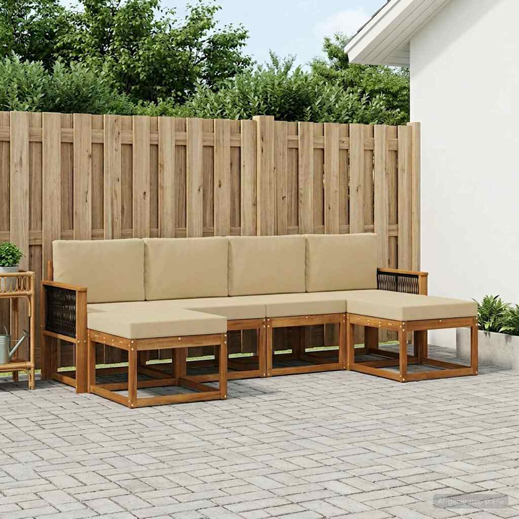 Set vanjskih sofa s jastukom 6 pcs Prirodna i bež Poliester