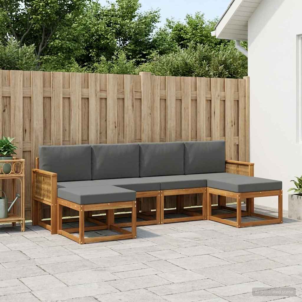 Set vanjskih sofa 6 kom. Prirodna i antracit Poliester