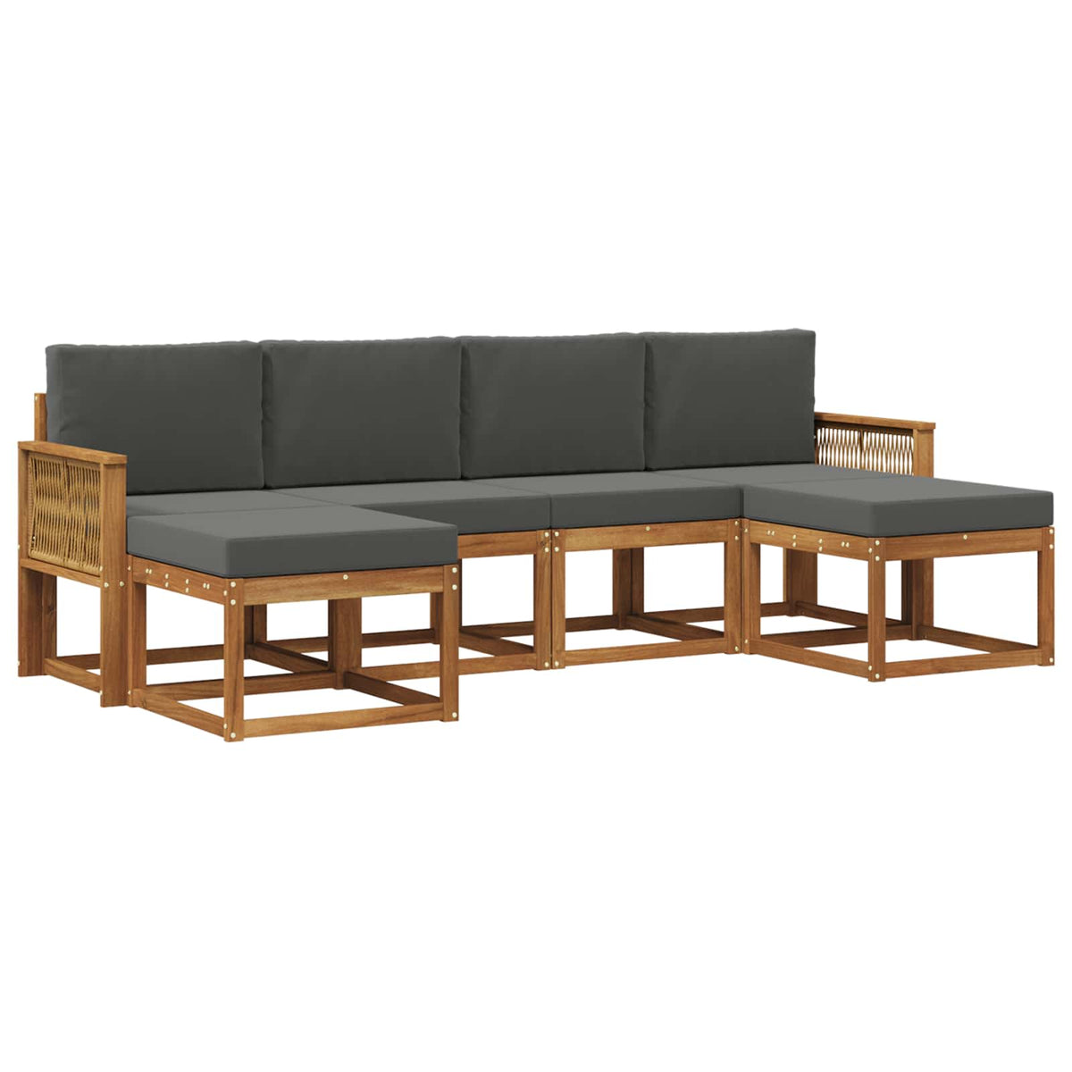 Set vanjskih sofa 6 kom. Prirodna i antracit Poliester