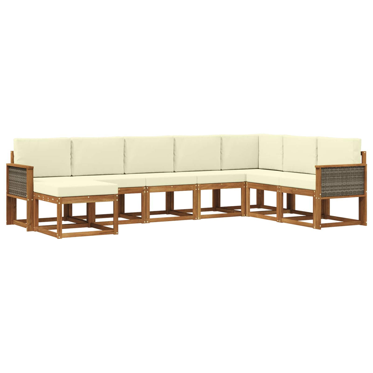 Set vanjskih sofa 8 kom. Prirodna i krem Čvrsto drvo akacije