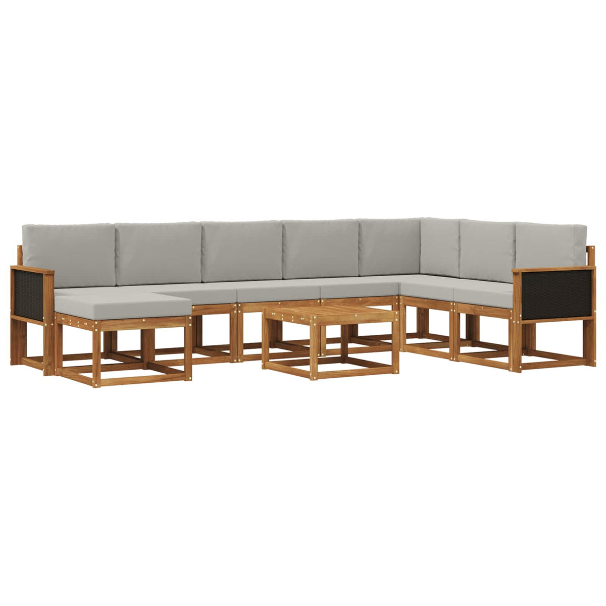 Set vanjskih sofa 9 kom. Prirodna i svjetlosiva
