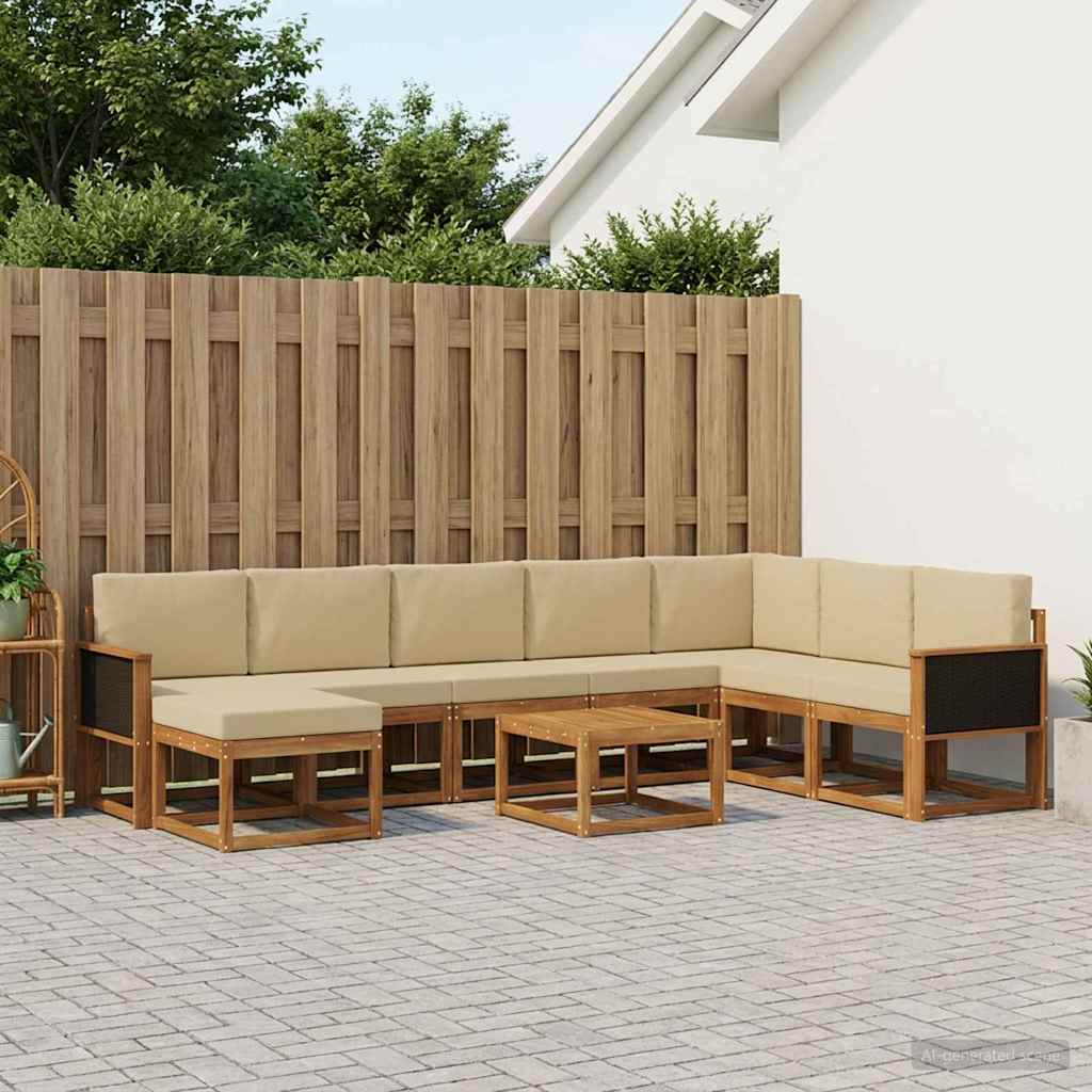 Set vanjskih sofa 9 kom. Prirodna i bež Poliester