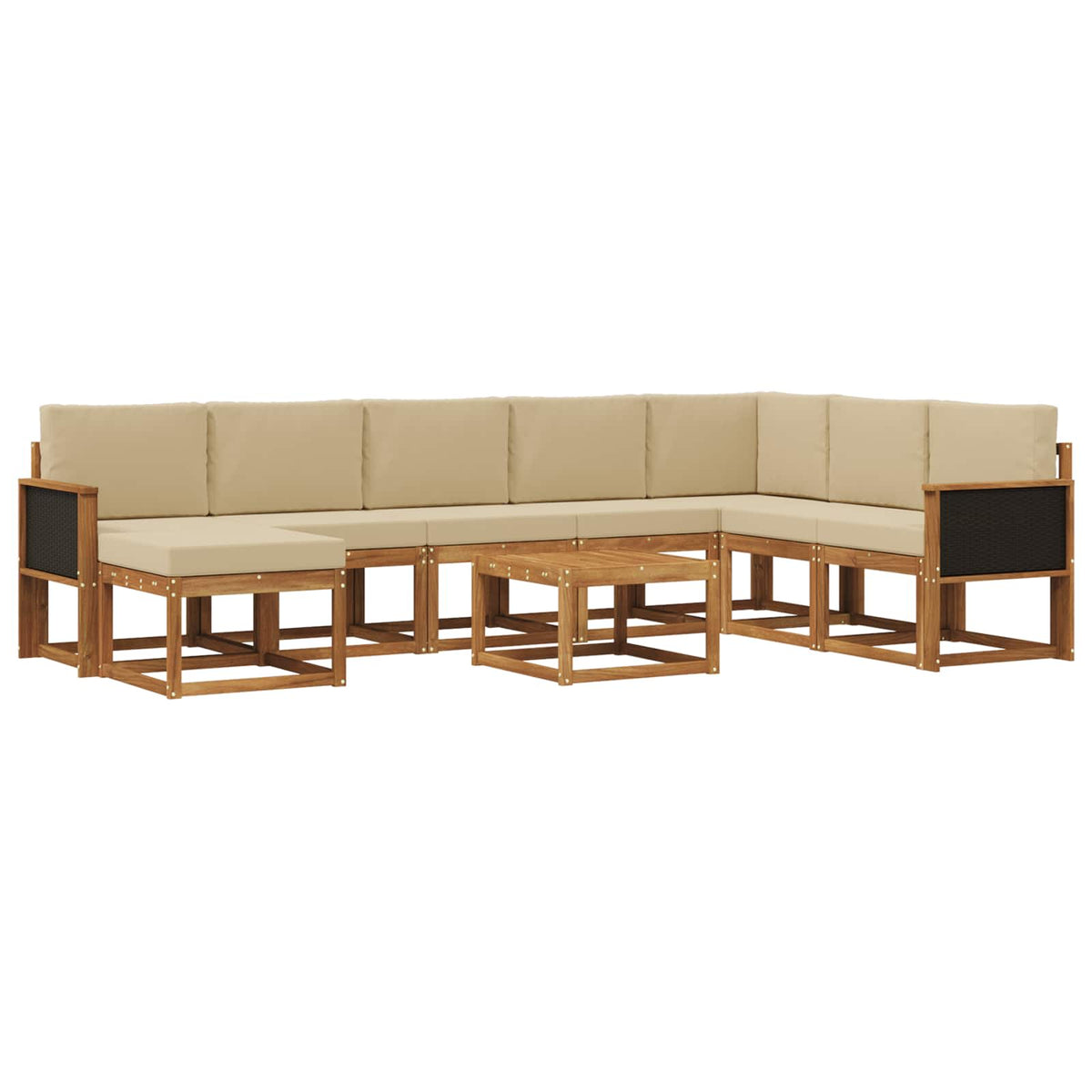 Set vanjskih sofa 9 kom. Prirodna i bež Poliester