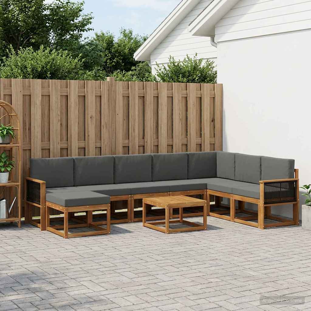 Set vanjskih sofa 9 kom. Prirodna i antracit