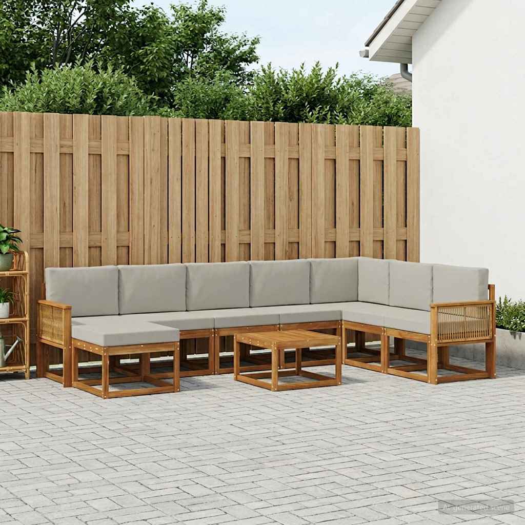 Set vanjskih sofa 9 kom. Prirodna i svjetlosiva Poliester