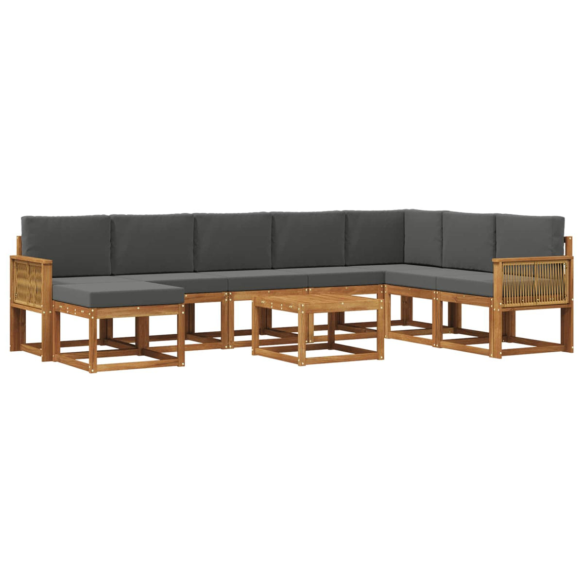 Set vanjskih sofa 9 kom. Prirodna i antracit