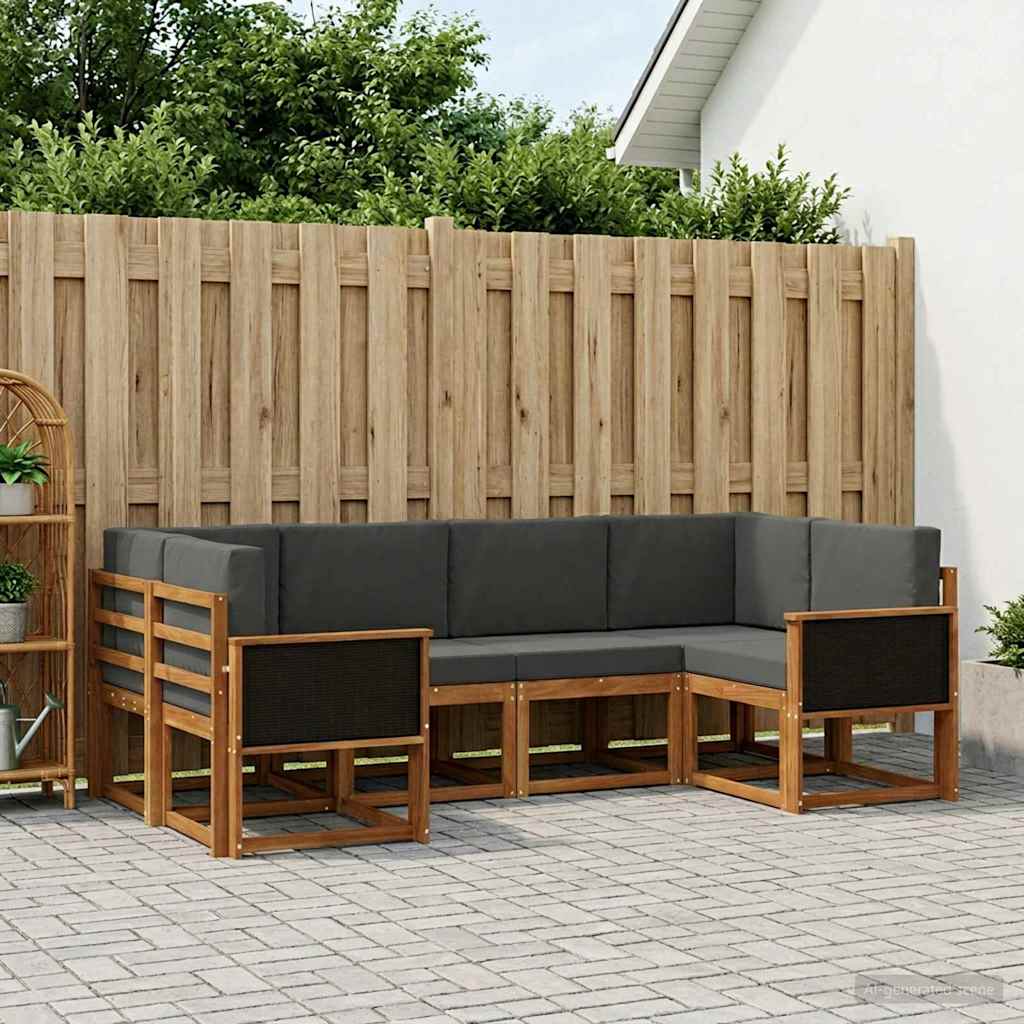 Set vanjskih sofa 6 kom. Prirodna i antracit
