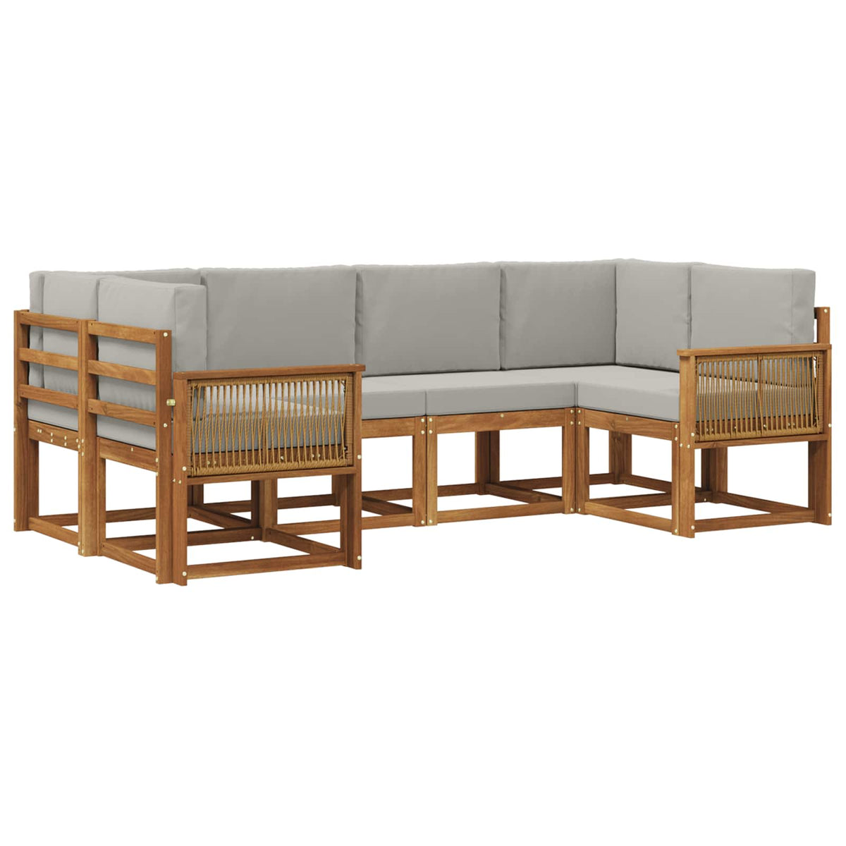 Set vanjskih sofa 6 kom. Prirodna i svjetlosiva