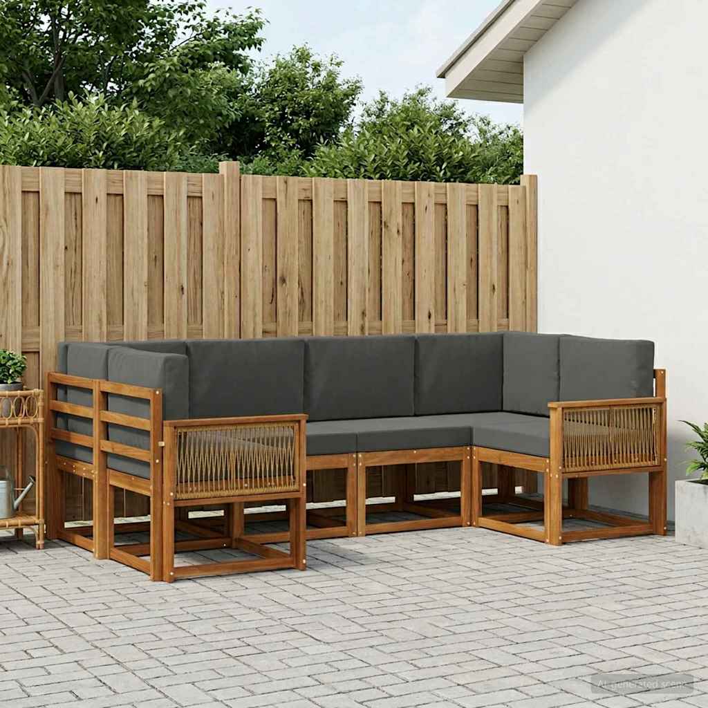 Set vanjskih sofa 6 kom. Prirodna i antracit