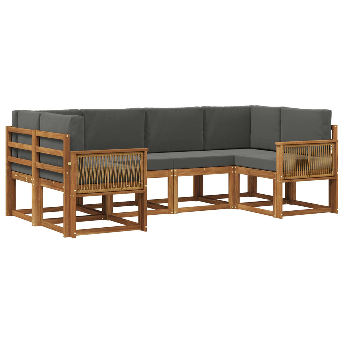 Set vanjskih sofa 6 kom. Prirodna i antracit