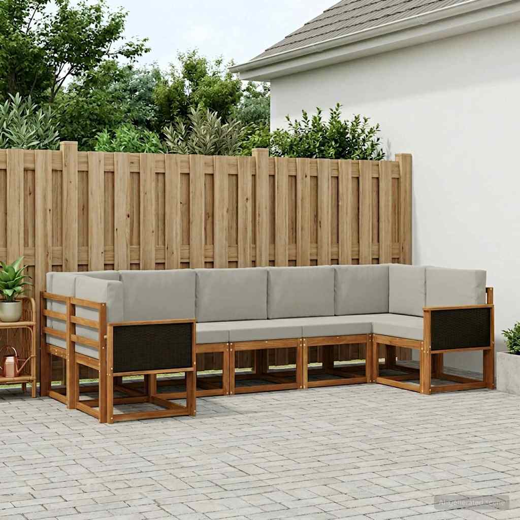 Set vanjskih sofa 7 kom. Prirodna i svjetlosiva