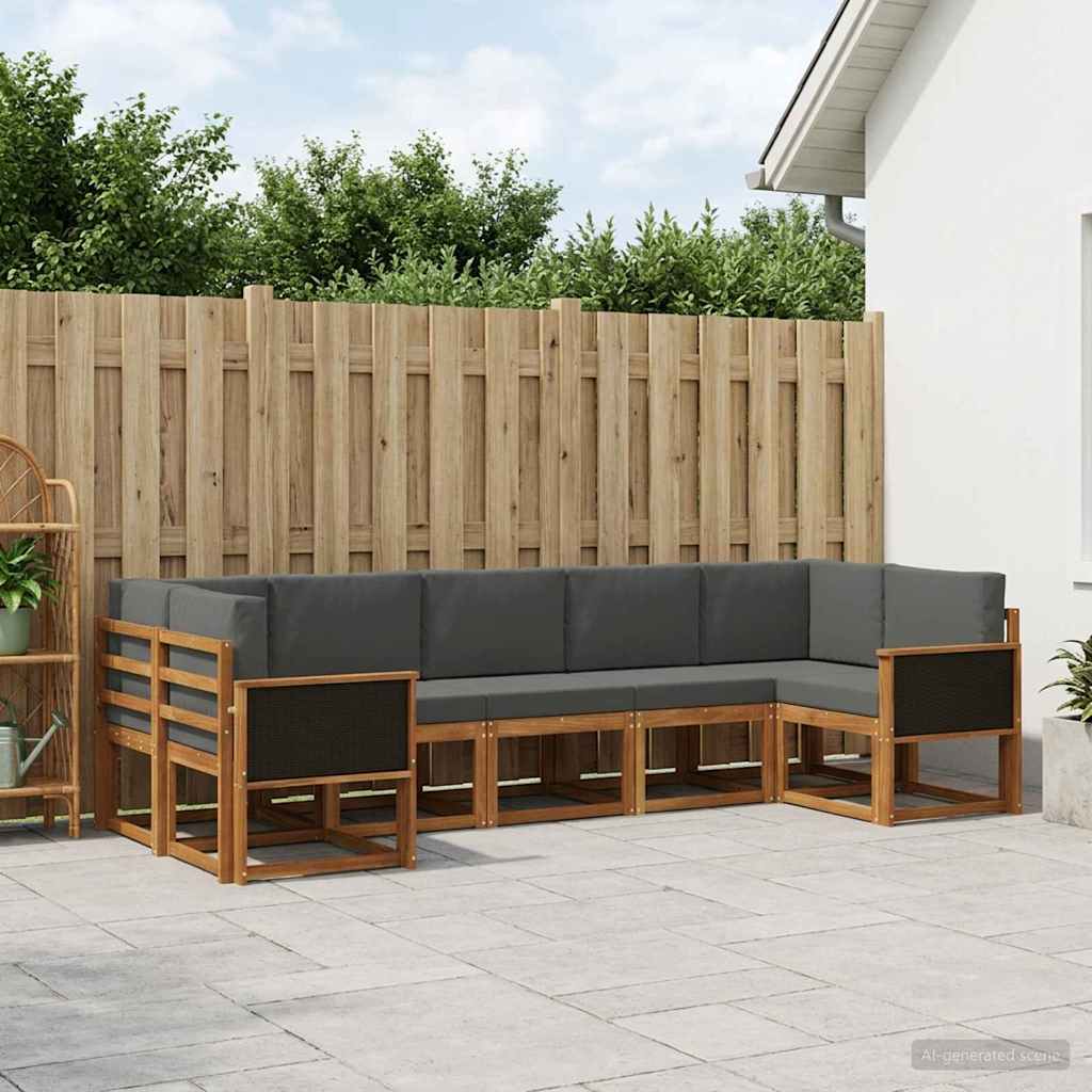 Set vanjskih sofa 7 kom. Prirodna i antracit