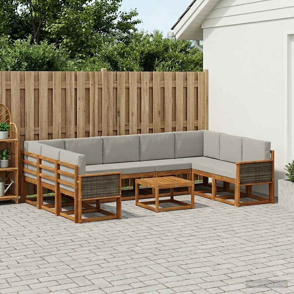 Set vanjskih sofa 10 kom. Prirodna i svjetlosiva