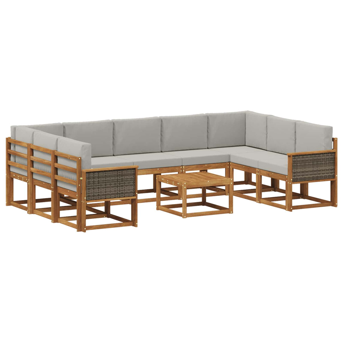 Set vanjskih sofa 10 kom. Prirodna i svjetlosiva
