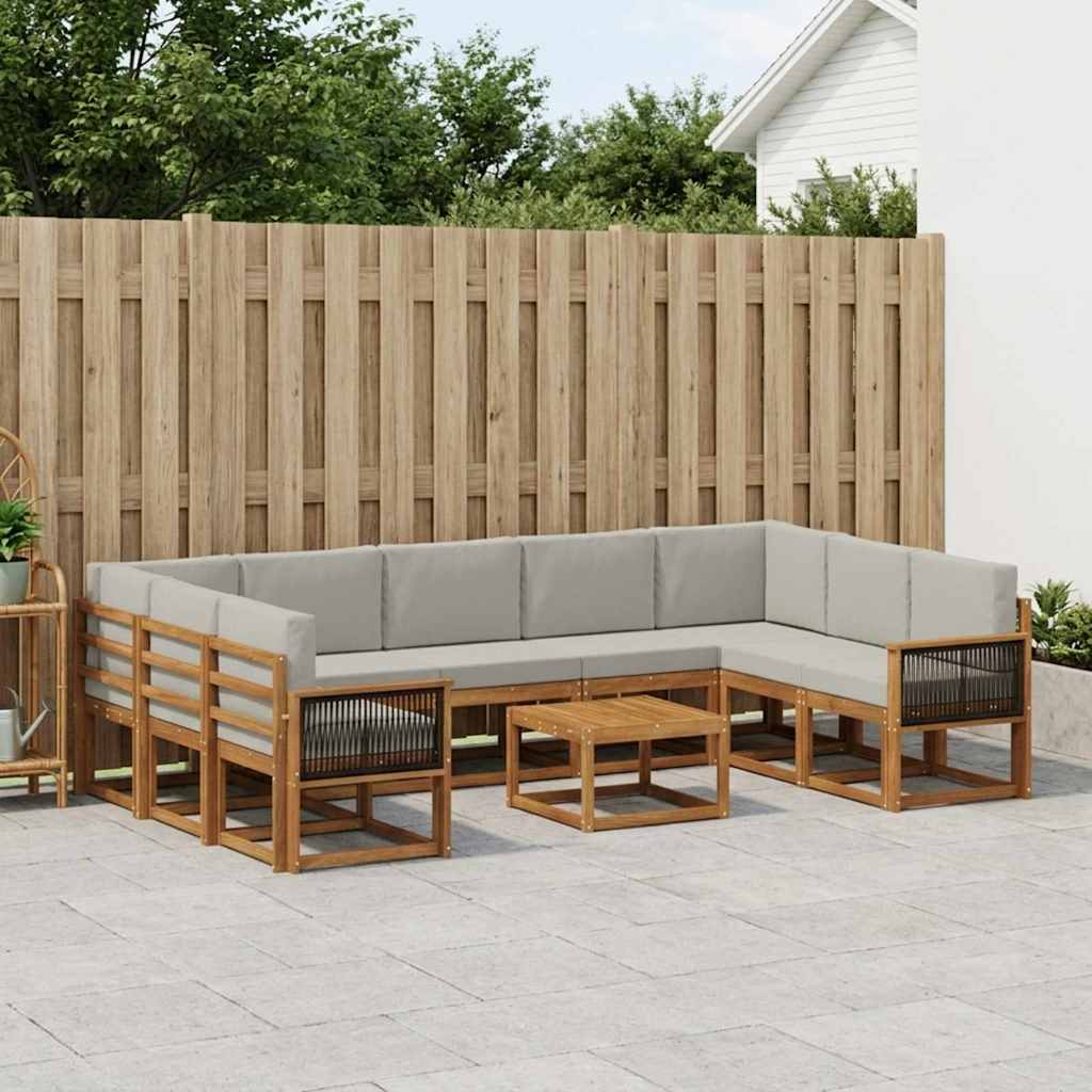 Set vanjskih sofa 10 kom. Prirodna i svjetlosiva