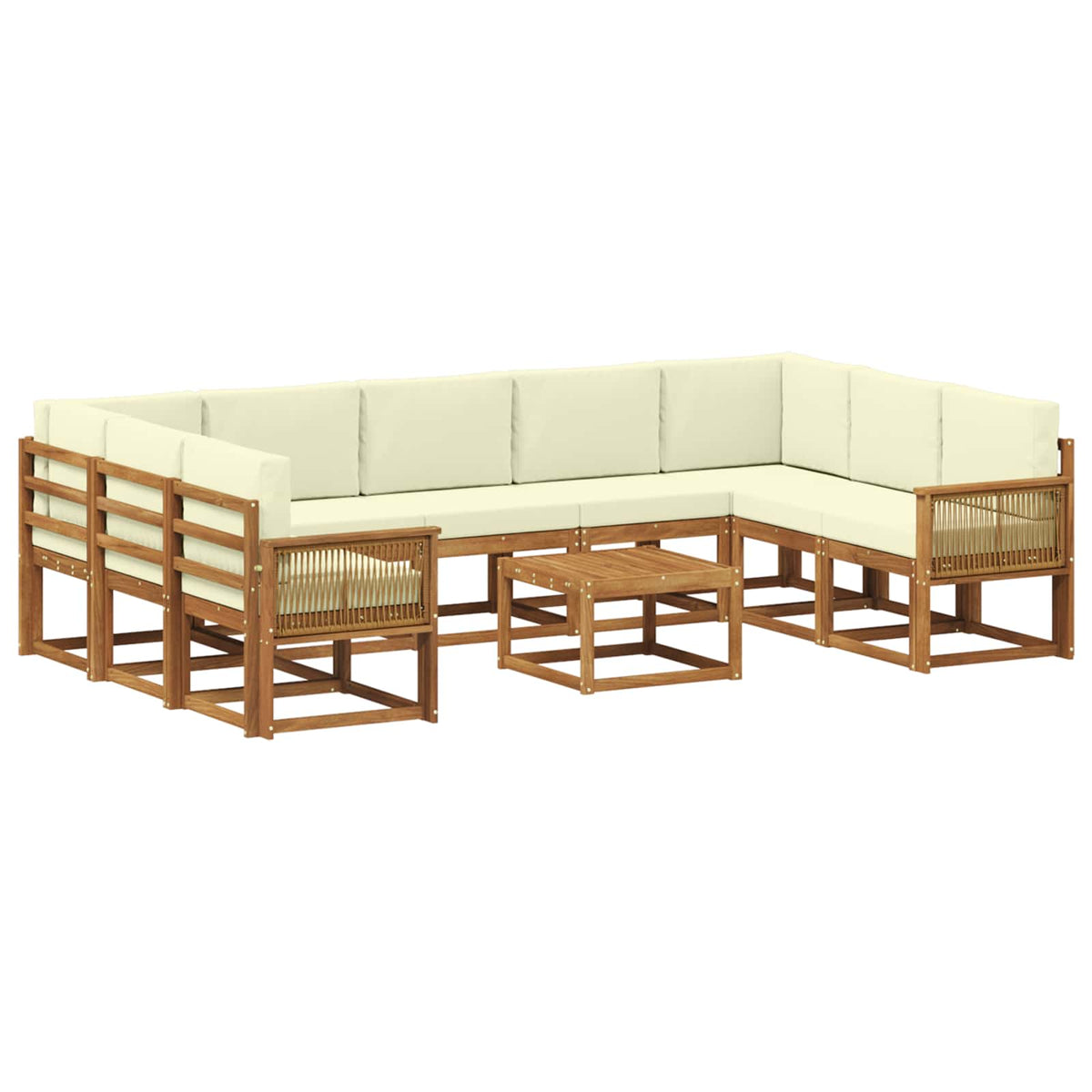 Set vanjskih sofa 10 kom. Prirodna i krem